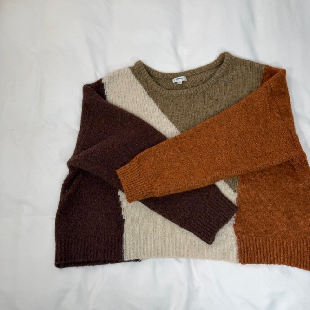 Earthbound Trading Co Oversized Colorblock Sweater XL | Boho Chunky Knit Boxy - Picture 10 of 11